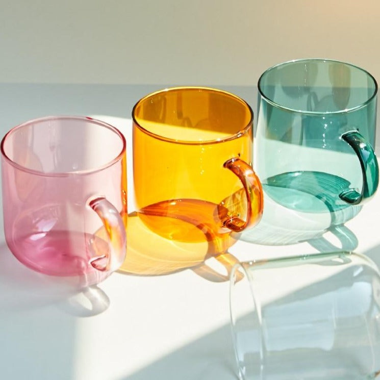 Färgglad Glas Mugg | Veska Rosa 350ml