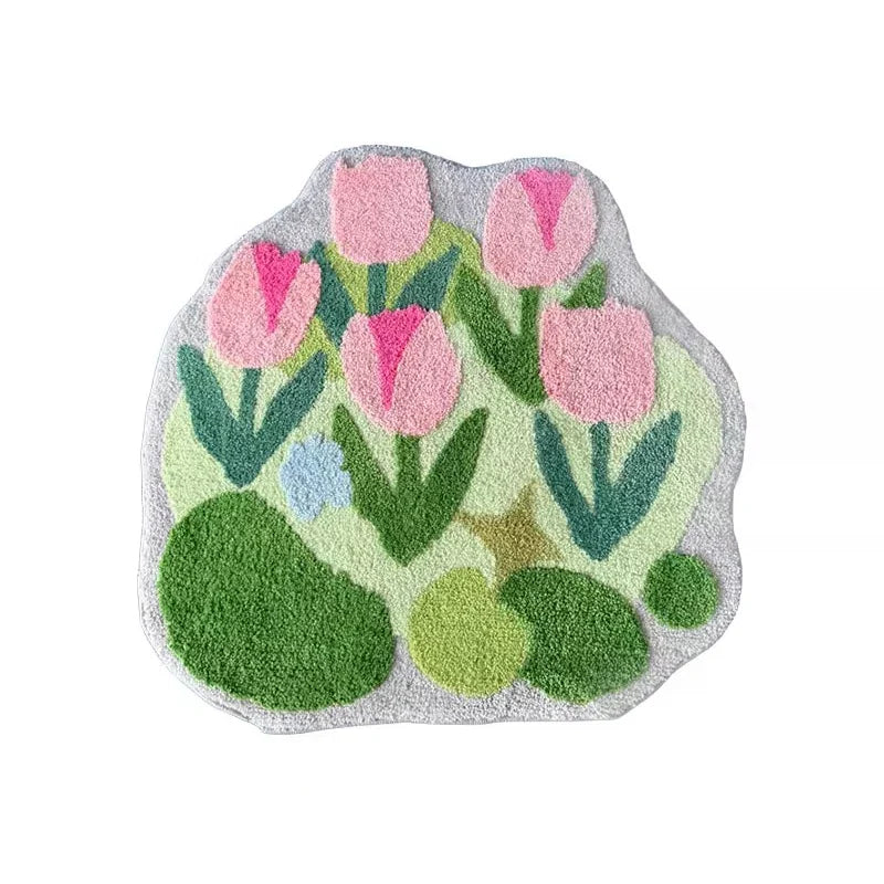Färgglad Tuftad Tulpanmatta | Veska Rosa