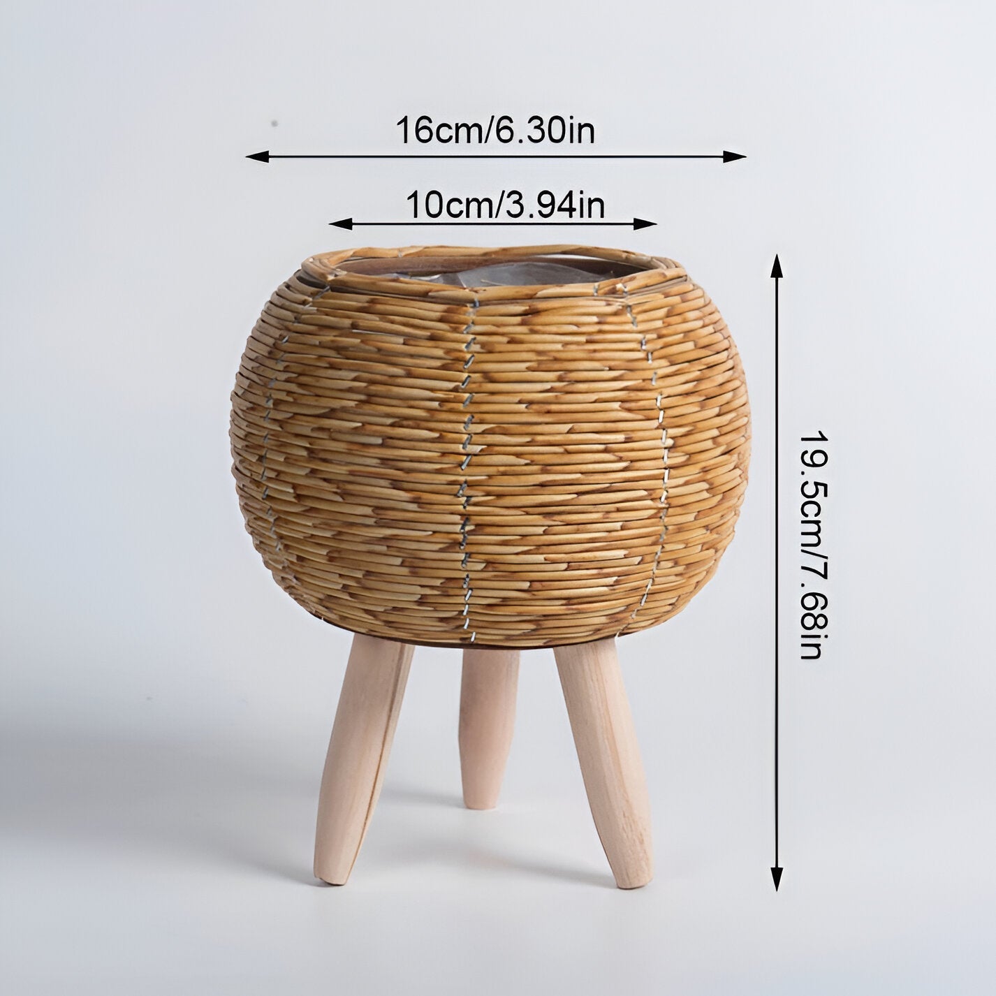 FauxWicker Kruka - Artisan Rustical Rattan Planter - Dekorativ Veskaomkorg | Veska bollampa