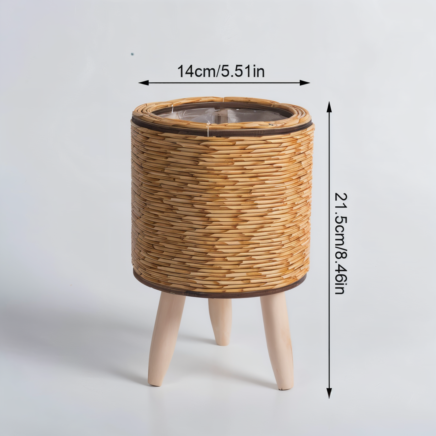 FauxWicker Kruka - Artisan Rustical Rattan Planter - Dekorativ Veskaomkorg | Veska Cylinderlampa