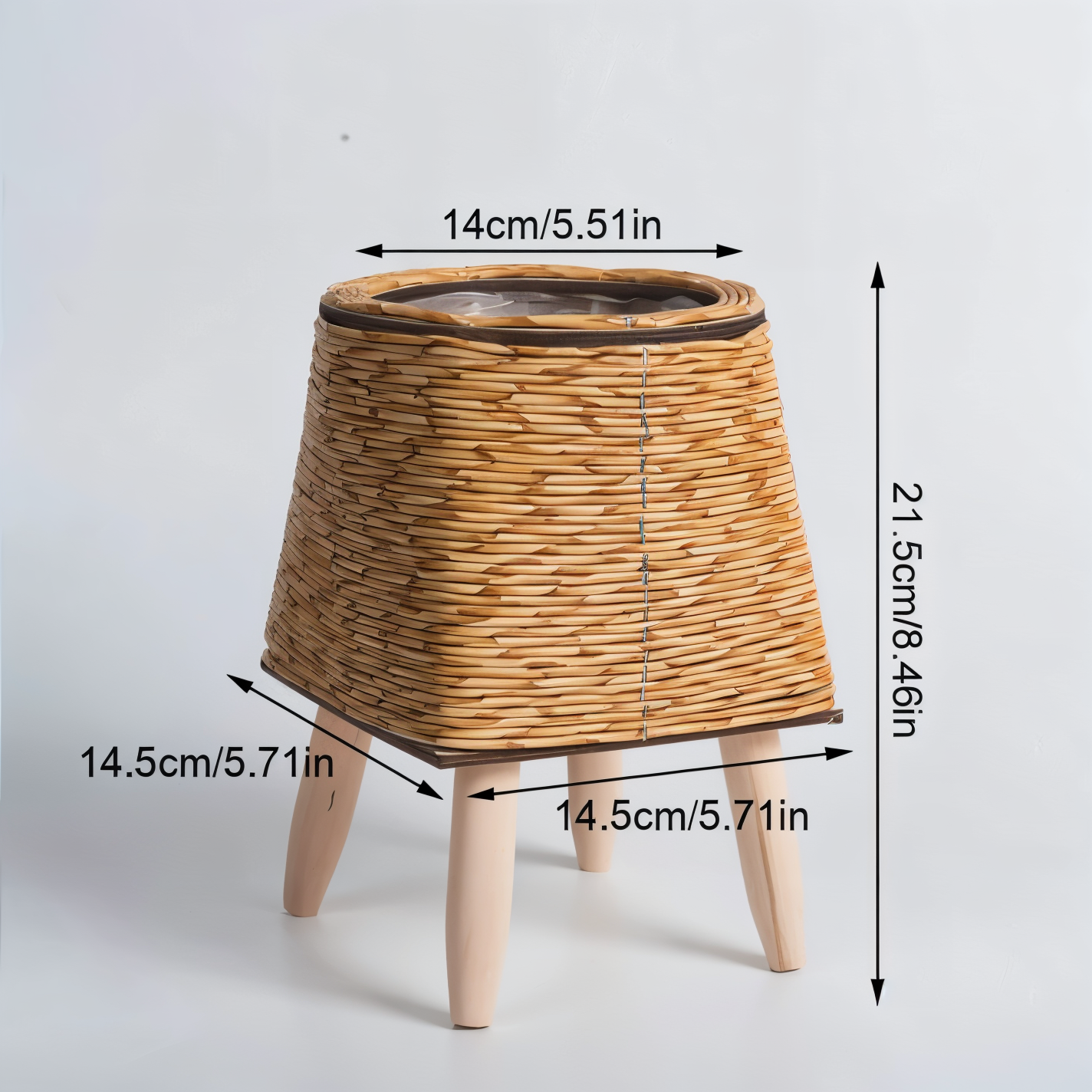 FauxWicker Kruka - Artisan Rustical Rattan Planter - Dekorativ Veskaomkorg | Veska Fyrkantig ljus