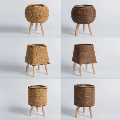 FauxWicker Kruka - Artisan Rustical Rattan Planter - Dekorativ Veskaomkorg | Veska