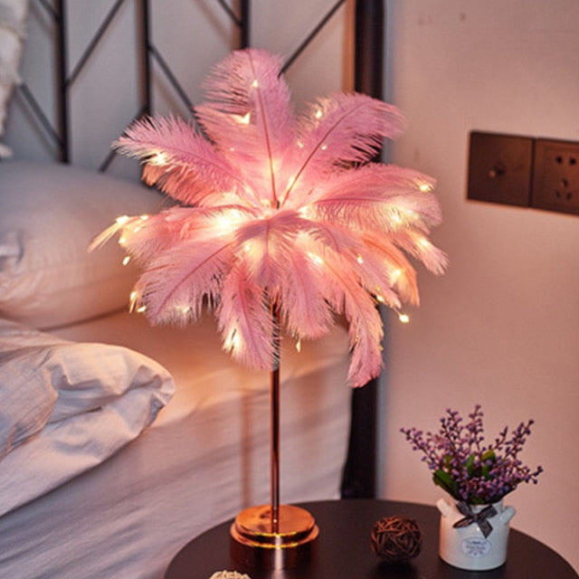 Feather Palm Creative Bordslampa | Veska Rosa