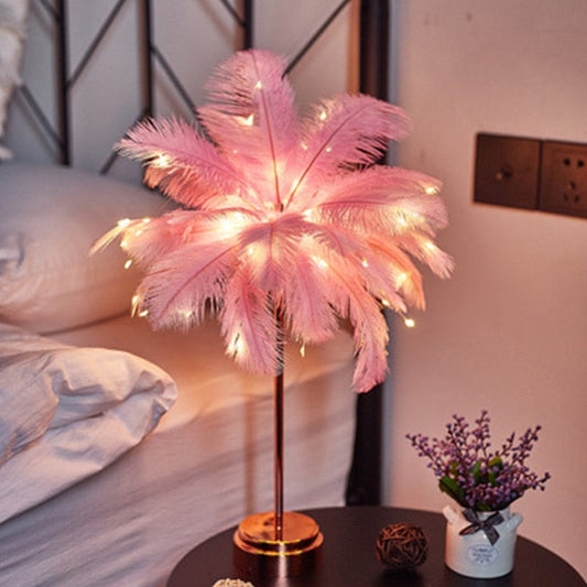 Feather Palm Creative Bordslampa | Veska Rosa