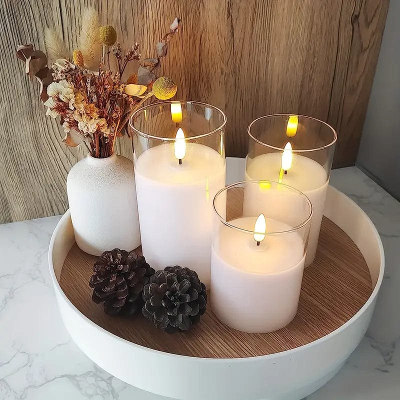 Flameless ljus set om 3 | Veska Vit