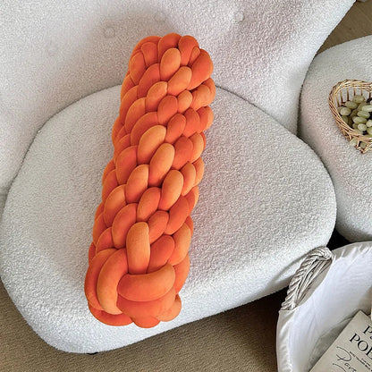 Flätad Twist Kudde – Lång Dekorativ Kudde för Soffa & Säng | Veska Orange 14x40CM