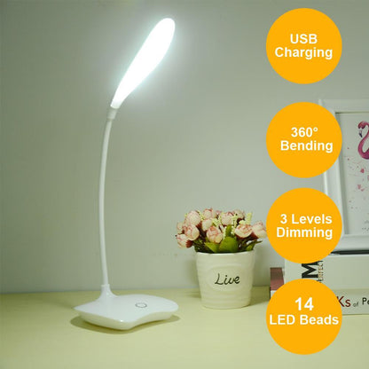 Flexibel 14 LED Skrivbordslampa Modern Touch Switch 3 Lägen Dimmers USB Uppladdningsbar Läsning Studie Ljus Bordslampa för Sovrum | Veska