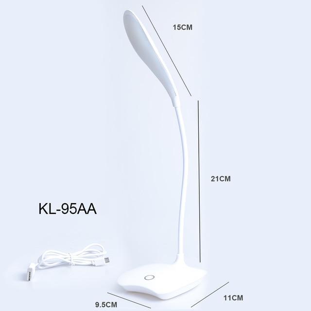 Flexibel 14 LED Skrivbordslampa Modern Touch Switch 3 Lägen Dimmers USB Uppladdningsbar Läsning Studie Ljus Bordslampa för Sovrum | Veska KL-95AA