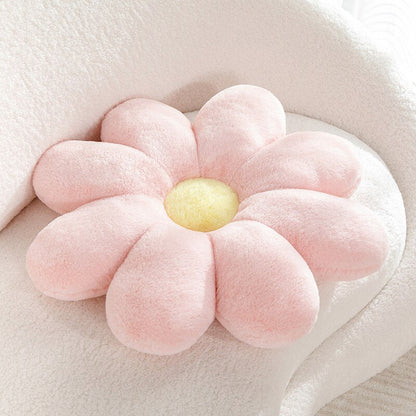 Fluffig Daisy Kudde - Pastell | Veska Rosa med gul mittpunkt
