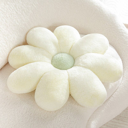 Fluffig Daisy Kudde - Pastell | Veska Vit med grön center Dia. 75cm