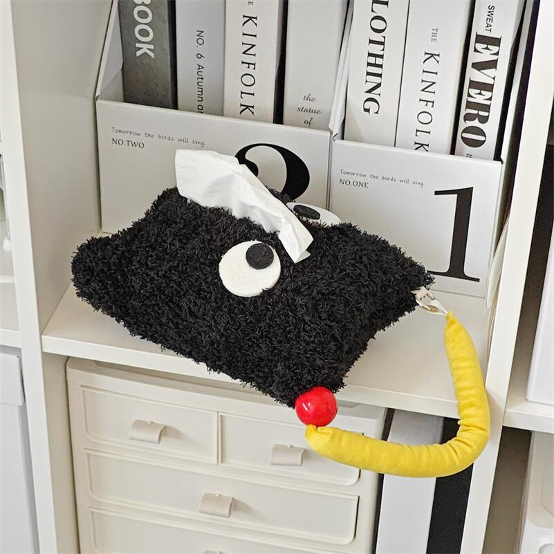 Fluffy Face Tissue Holder | Veska balck