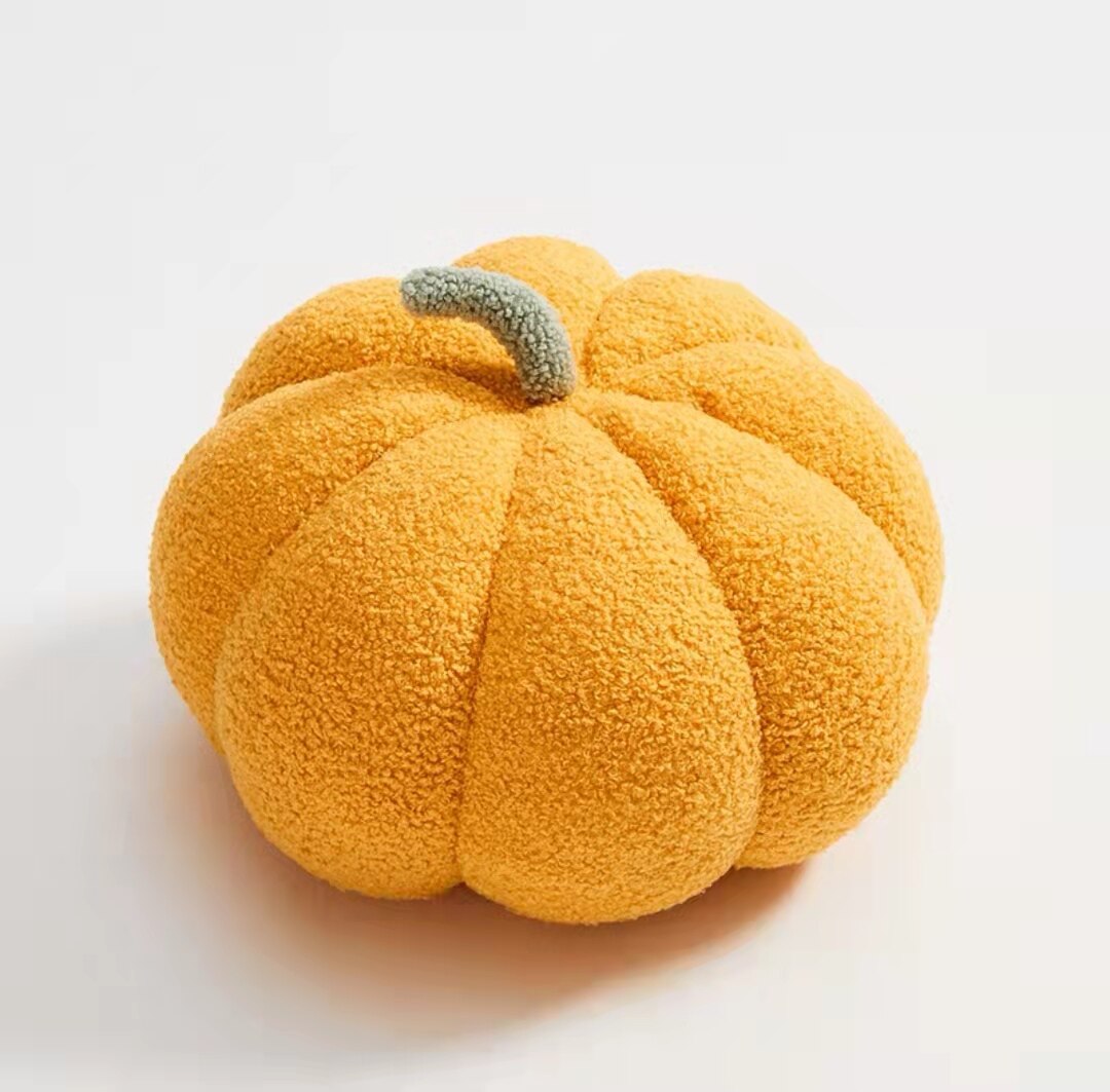 Fluffy Pumpkin Kudde | Veska Gul - boucle - rund form