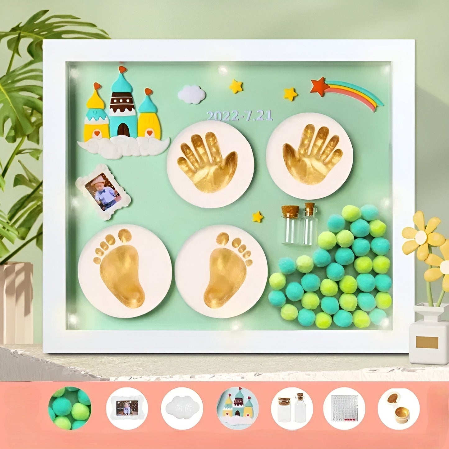 Forever Baby Story DIY Hand & Footprint Kit | Veska Vit+Grön