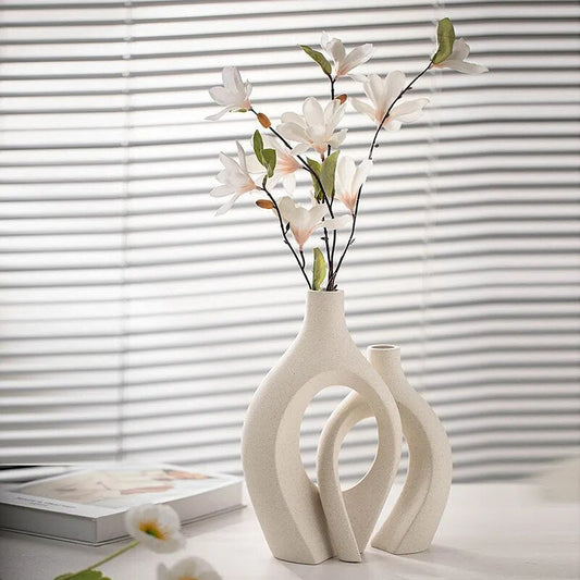 FormaLuxe Modern Minimalist Set of 2 Keramiska Vaser med Tidlös Elegans | Veska