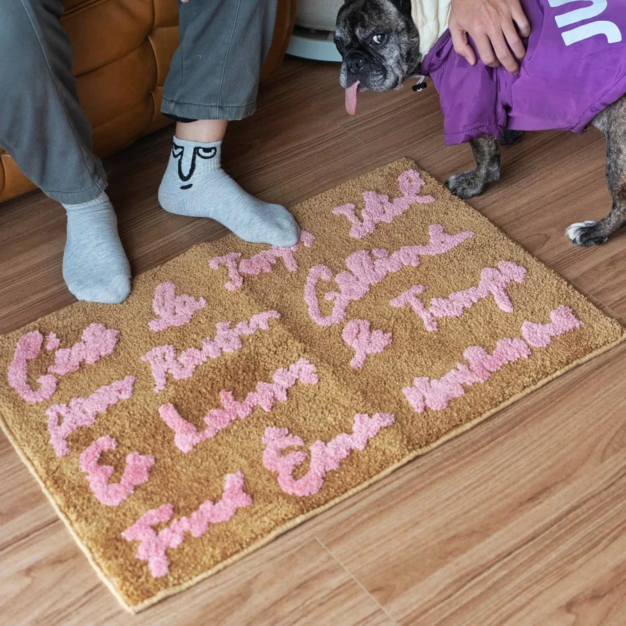 Fransk fras tuft mat | Veska Rosa bokstav 50x80cm