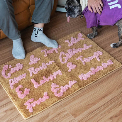 Fransk fras tuft mat | Veska Rosa bokstav 50x80cm