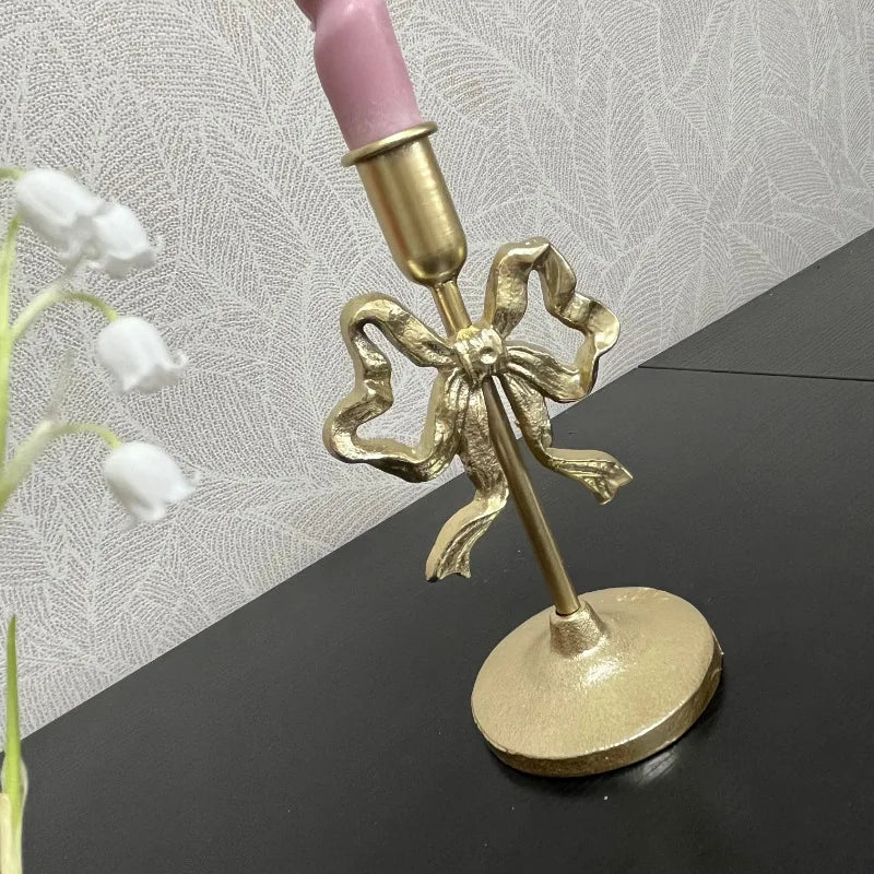 Franskt smidesjärn ljusstake | Veska Guld - Lång