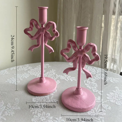 Franskt smidesjärn ljusstake | Veska Rosa - Kort + Lång