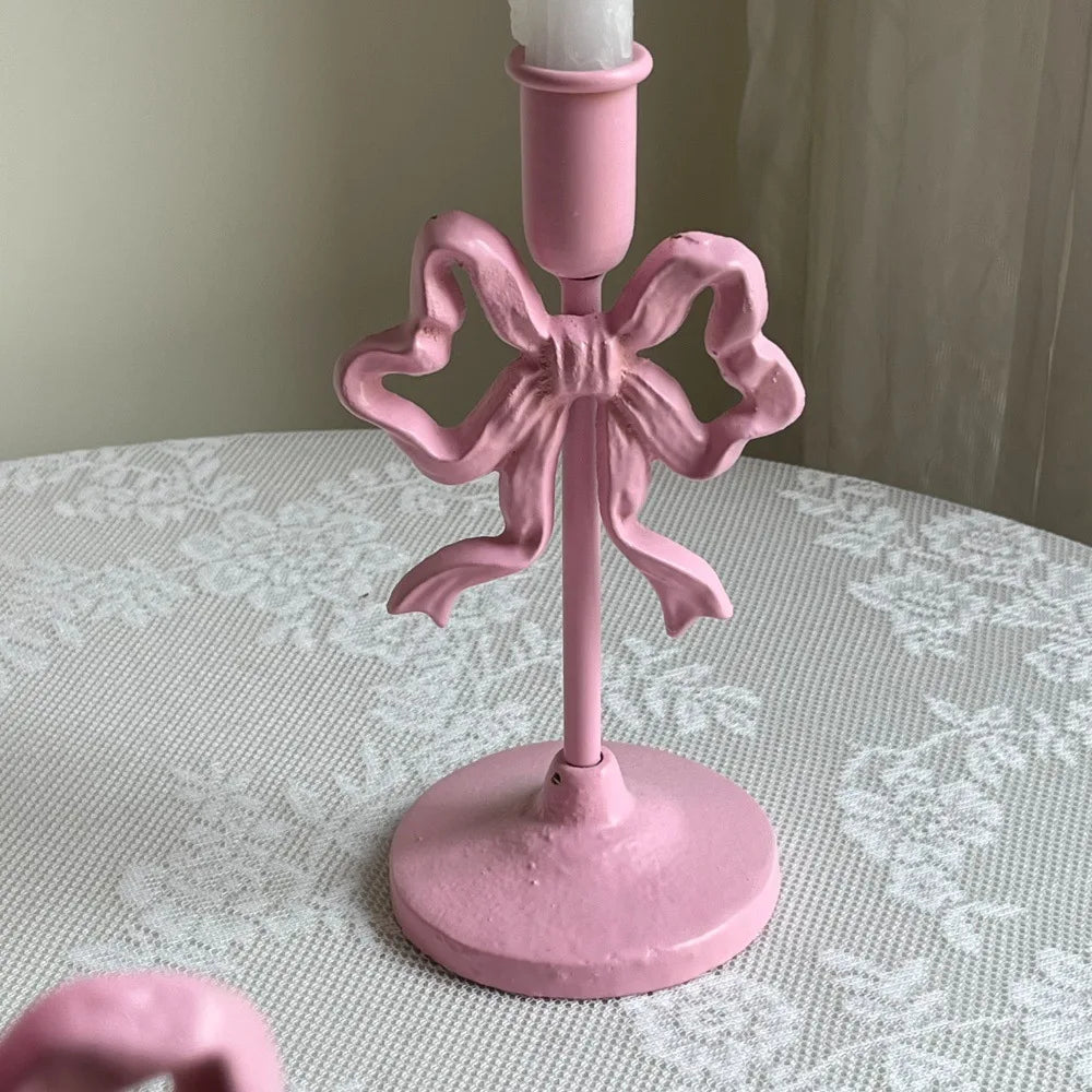 Franskt smidesjärn ljusstake | Veska Rosa - Lång