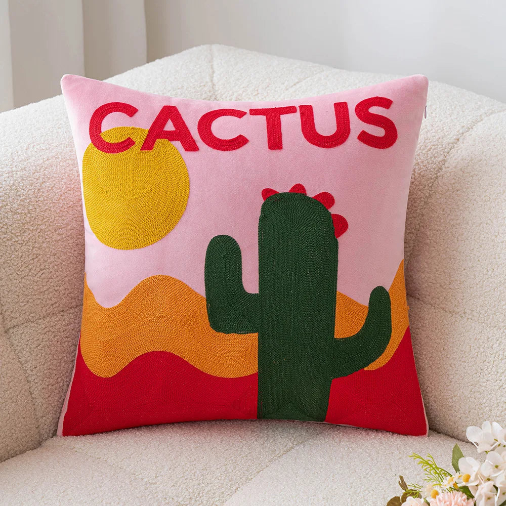 Frukt Broderad Kuddöverdrag | Veska Kaktus 45x45cm Kuddöverdrag