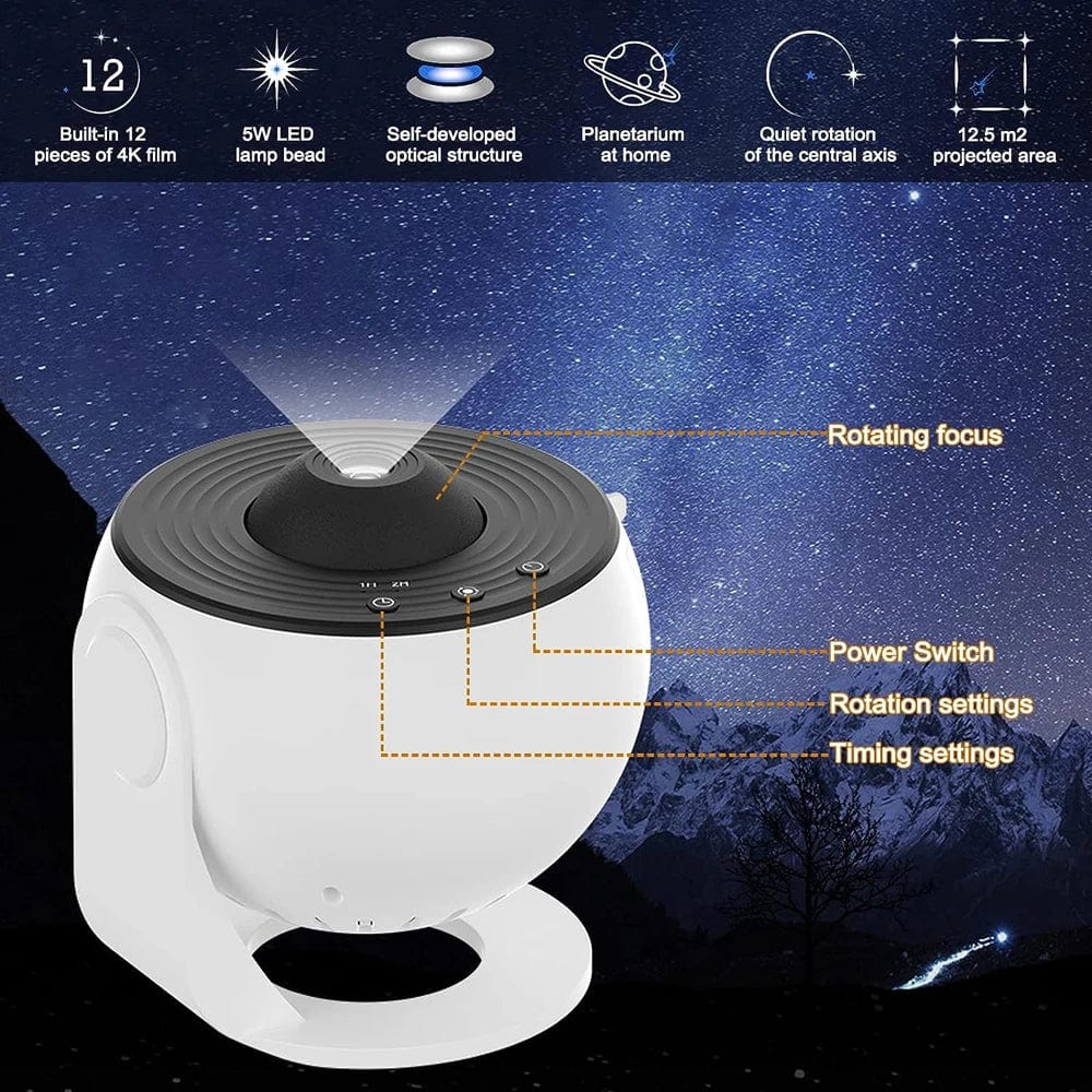 Galaxy Projektor Hemmplanetarium med 12 filmer | Veska