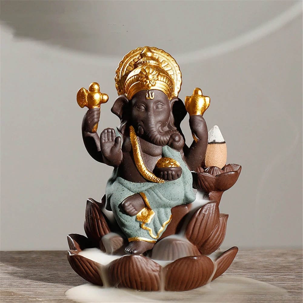 Ganesha Backflow Rökelsebrännare | Veska Grön