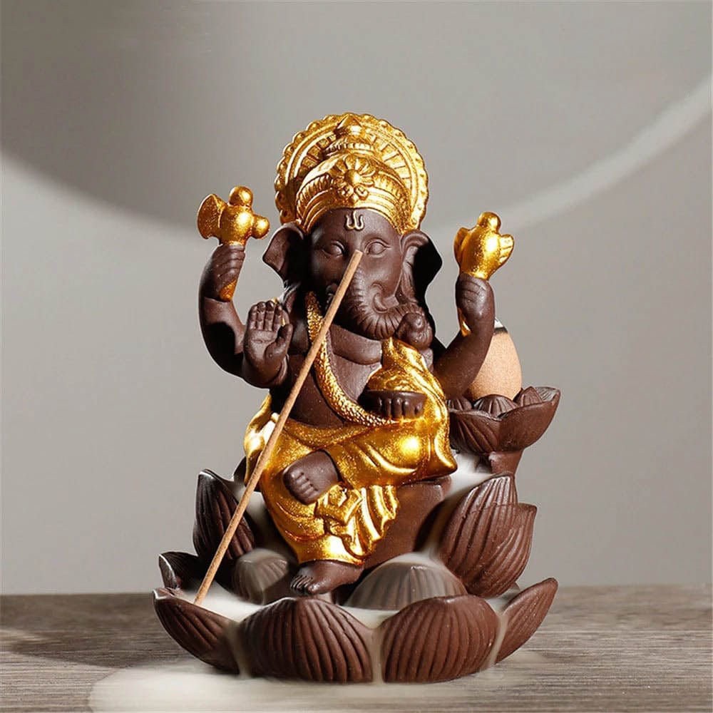 Ganesha Backflow Rökelsebrännare | Veska Guld