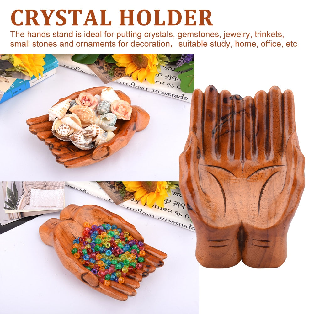 Ge Praying Wooden Carved Hands Candy Holder Heminredning | Veska Standardtitel