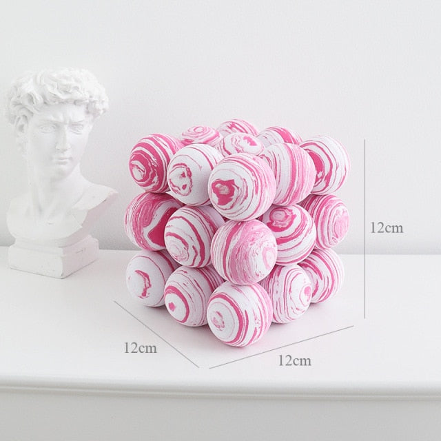Geometrisk Boll Minimal Heminredning | Veska Cube Pink White