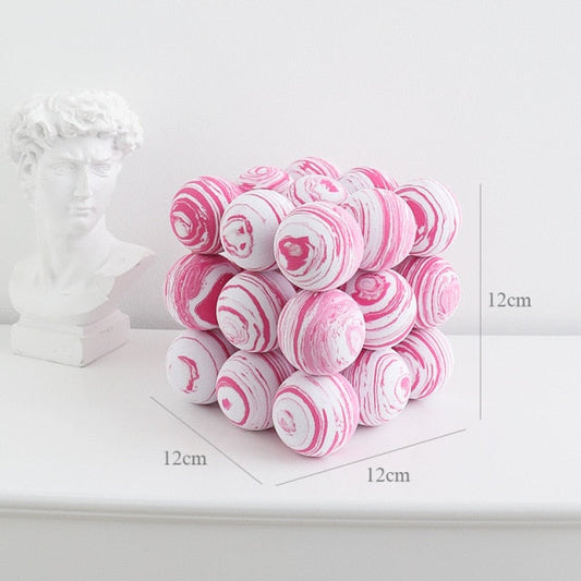 Geometrisk Boll Minimal Heminredning | Veska Cube Pink White