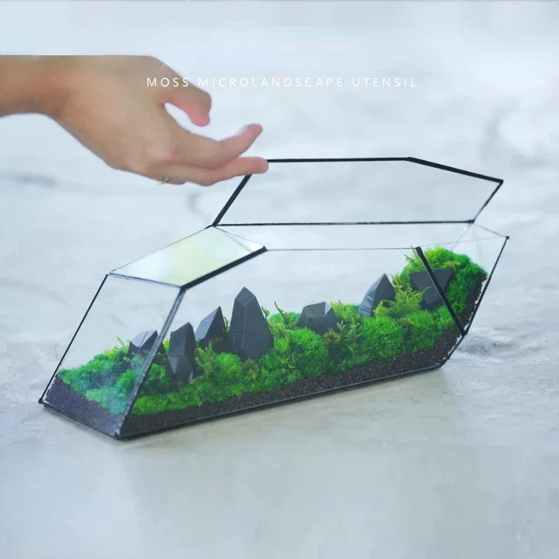 Geometrisk Glas Mossa Planter Terrarium Vas | Veska