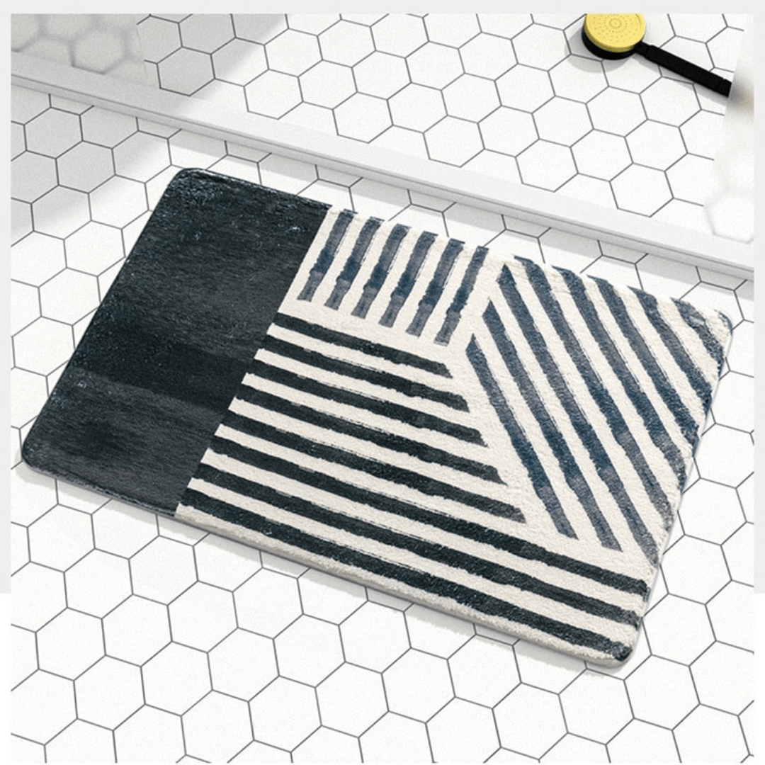 Geometrisk Randig Badmatta | Veska Svart
