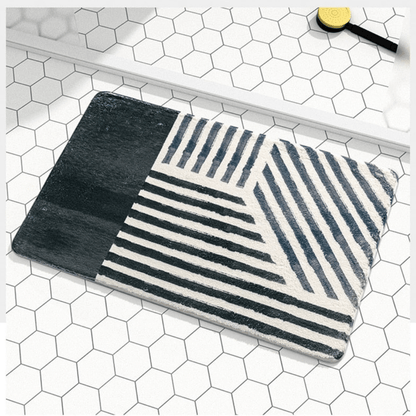 Geometrisk Randig Badmatta | Veska Svart