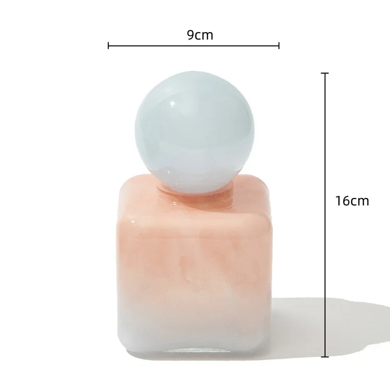 Geometrisk Sfär Glas Vas med Lock | Veska Ljusblå Lock