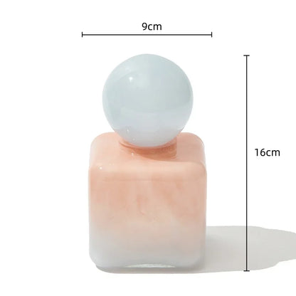Geometrisk Sfär Glas Vas med Lock | Veska Ljusblå Lock