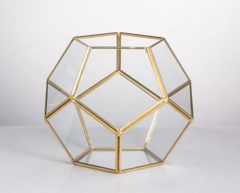 Geometrisk terrarium glasvas | Veska Guld