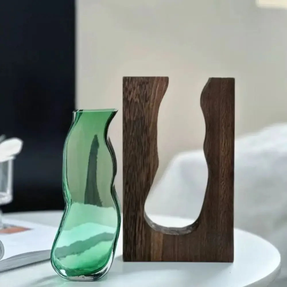 Geometrisk Trä Glas Accent Blomsterkruka | Veska