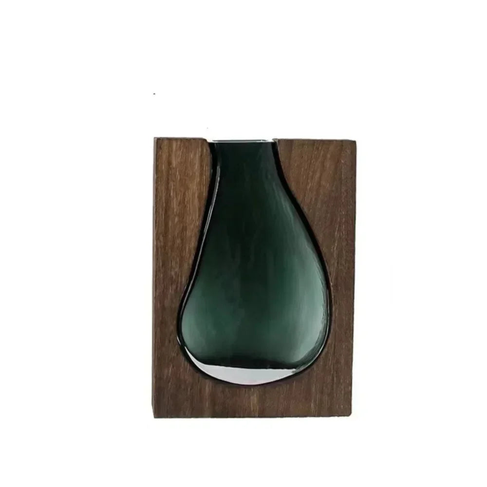Geometrisk Trä Glas Accent Blomsterkruka | Veska B