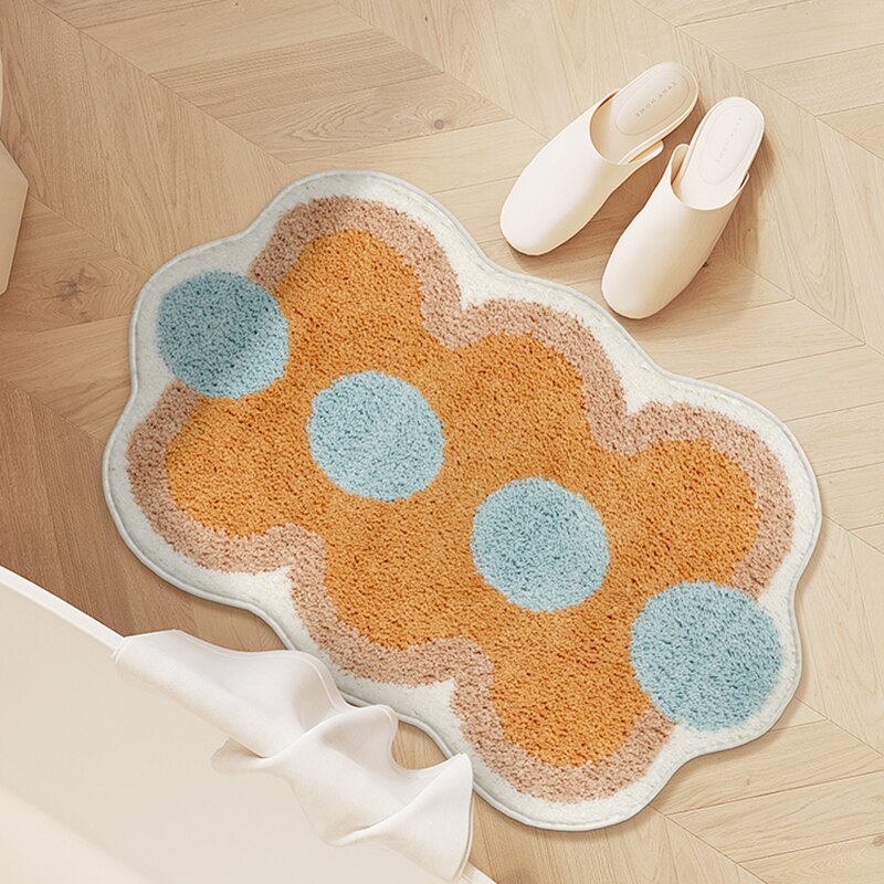 Geometrisk Tufting Badmatta | Veska 40x60cm Orange