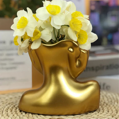 Glad Lycklig Blomkruka Skulptur | Veska