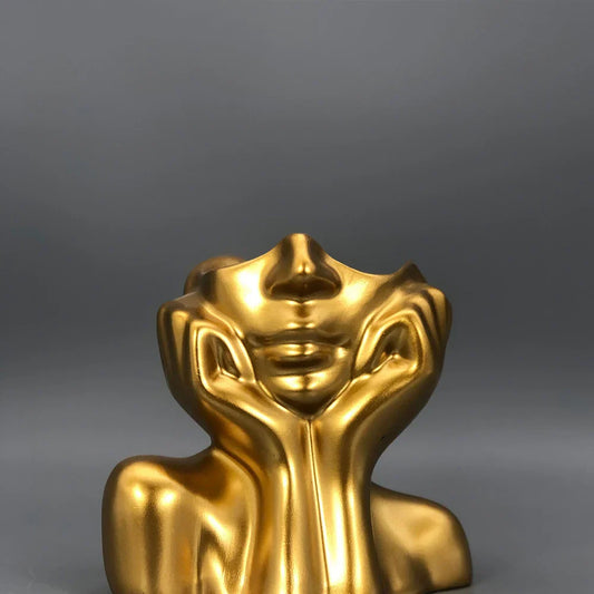 Glad Lycklig Blomkruka Skulptur | Veska guld