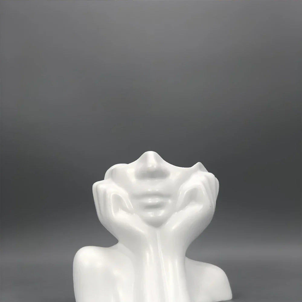 Glad Lycklig Blomkruka Skulptur | Veska vit