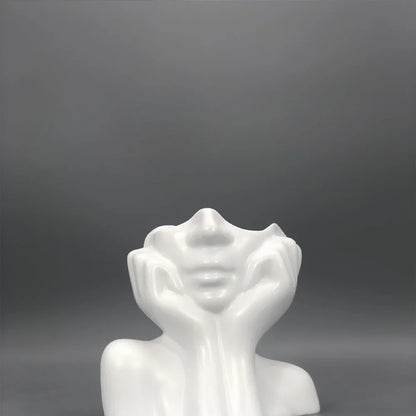 Glad Lycklig Blomkruka Skulptur | Veska vit