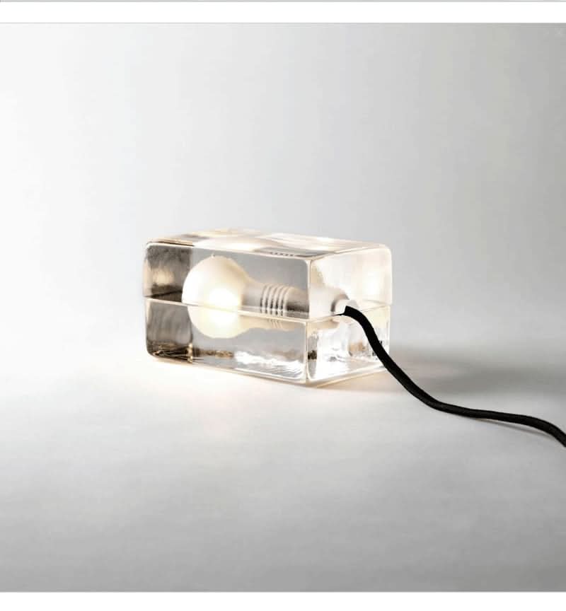 Glasblock bordslampa med G9-sockel | Veska Svart snodd