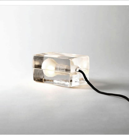 Glasblock bordslampa med G9-sockel | Veska Svart snodd
