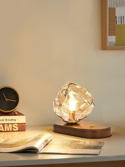 Glasblock Bordslampa | Modern Design med Klar Glas | Idealiskt för Belysning av Vardagsrum & Sovrum | Veska