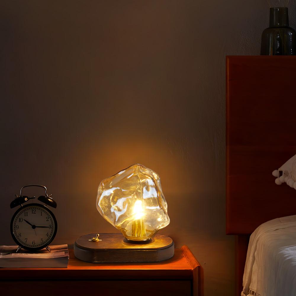Glasblock Bordslampa | Modern Design med Klar Glas | Idealiskt för Belysning av Vardagsrum & Sovrum | Veska