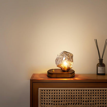 Glasblock Bordslampa | Modern Design med Klar Glas | Idealiskt för Belysning av Vardagsrum & Sovrum | Veska