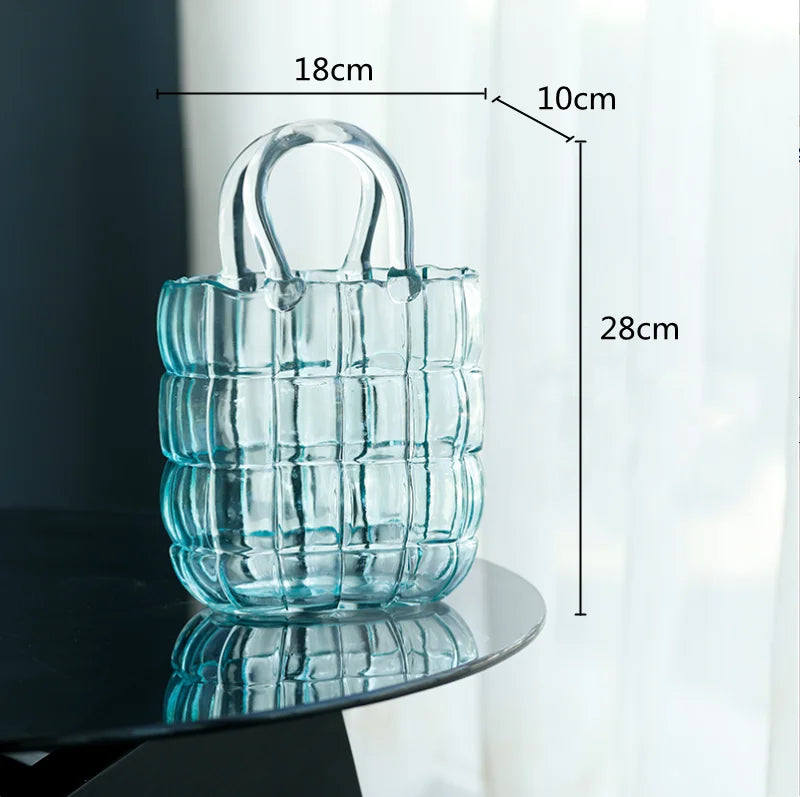 Glass Bag Vase | Veska Aqua Blå