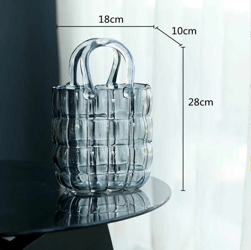 Glass Bag Vase | Veska Blågrå